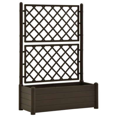 Jardinière avec treillis 100 x 43 x 142 cm jardin plantes fleurs PP moka 02_0000810