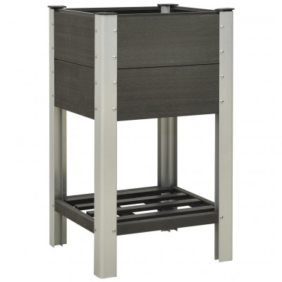 Lit surélevé de jardin bac à plantes jardinière avec étagère 50 x 50 x 90 cm WPC gris 02_0001174