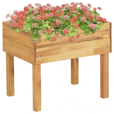 Jardinière surélevée 50 x 40 x 45 cm jardin plantes fleurs bois massif d'acacia 02_0000849