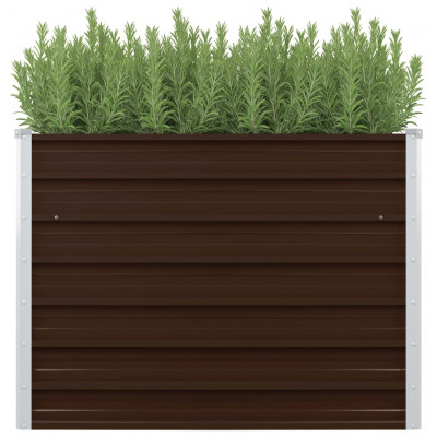 Jardinière surélevée marron 100 x 100 x 77 cm jardin plantes fleurs acier galvanisé 02_0000857