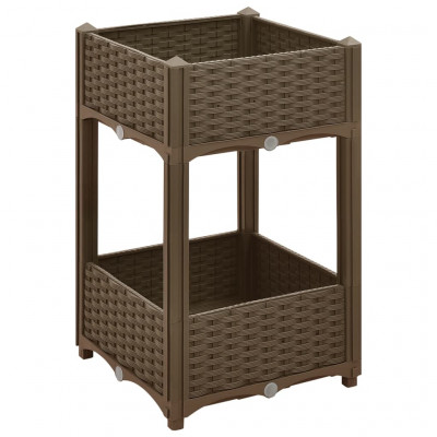 Jardinière lit surélevé plantes fleurs jardin 40 x 40 x 71 cm polypropylène marron 02_0000932