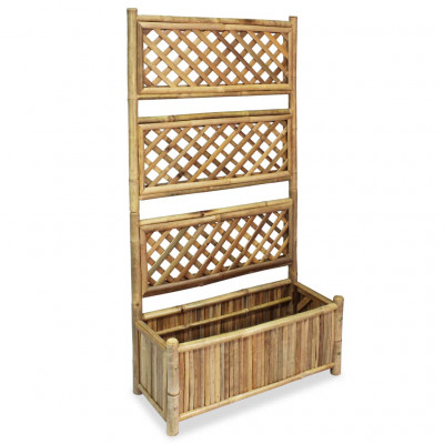 Jardinière lit surélevé plantes fleurs jardin avec treillis Bambou 70 cm 02_0001166