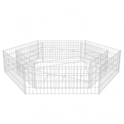 Jardinière lit surélevé plantes fleurs jardin à gabion hexagonale 200 x 173 x 40 cm 02_0001327