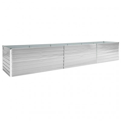 Jardinière lit surélevé plantes fleurs jardin acier galvanisé 480 x 80 x 77 cm gris 02_0001127