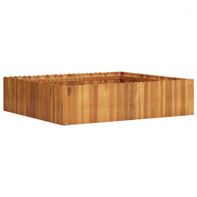 Jardinière lit surélevé plantes fleurs jardin 100 x 100 x 25 cm bois massif d'acacia 02_0000968