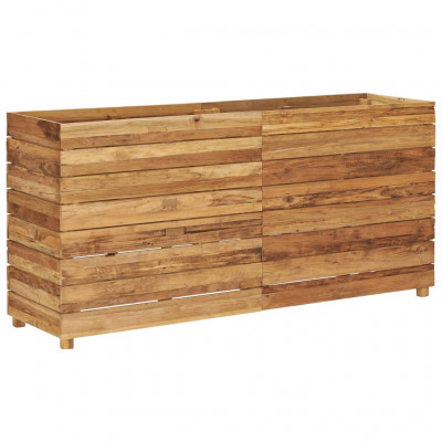 Jardinière lit surélevé plantes fleurs jardin 150 x 40 x 72 cm bois de teck recyclé et acier 02_0000914