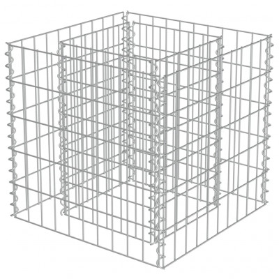 Jardinière lit surélevé plantes fleurs jardin à gabion acier galvanisé 50 x 50 x 50 cm 02_0001305