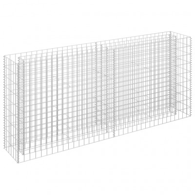 Jardinière lit surélevé plantes fleurs jardin à gabion 180 x 30 x 90 cm acier galvanisé 02_0001283