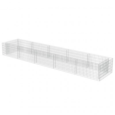 Jardinière lit surélevé plantes fleurs jardin à gabion acier galvanisé 450 x 90 x 50 cm 02_0001304