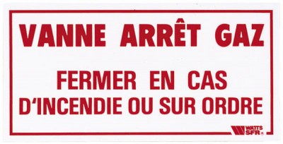 Plaque signalétique VBG WATTS INDUSTRIES