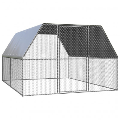 Poulailler d'extérieur 3 x 4 x 2 m acier galvanisé toit en PE 02_0001694
