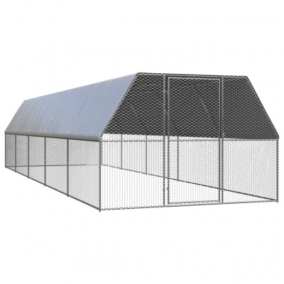 Poulailler d'extérieur 3 x 10 x 2 m acier galvanisé toit en PE 02_0001692