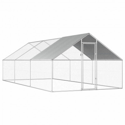 Poulailler d'extérieur 2,75 x 6 x 1,92 m acier galvanisé toit en PE 02_0001685