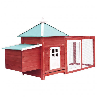 Poulailler avec nichoir 193 x 68 x 104cm bois de sapin massif rouge 02_0001675