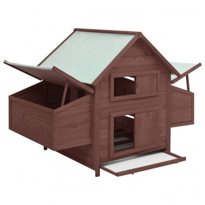 Poulailler 152 x 96 x 110 cm bois de sapin massif moka et blanc 02_0001706