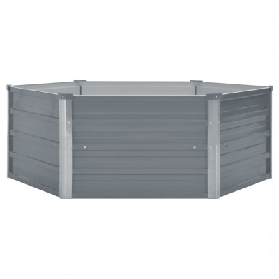 Jardinière lit surélevé plantes fleurs jardin 129 x 129 x 46 cm cm acier galvanisé gris 02_0000790