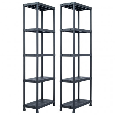 Étagères de rangement 2 pièces 125 kg 60 x 30 x 180 cm plastique noir 02_0000666