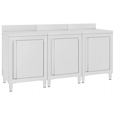Table de travail commerciale avec armoire 180 x 60 x 96 cm acier inoxydable 02_0001901