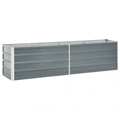 Jardinière lit surélevé plantes fleurs jardin acier galvanisé 240 x 40 x 45 cm gris 02_0001096