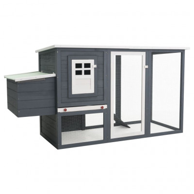 Poulailler d'extérieur avec 1 nichoir 202 x 75 x 98 cm bois gris 02_0001698