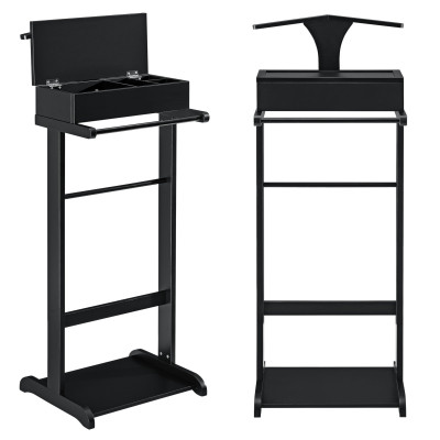 Valet de chambre avec boîte ouvrable avec 4 poches 43,5 x 34,5 x 110 cm MDF et arole noir 03_0004521