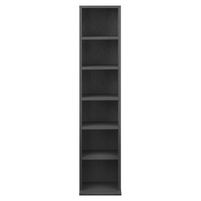 Étagère CD tour CD / DVD rangement stockage 6 surfaces de stockage 90 x 20 x 20 cm MDF mélaminé gris foncé 03_0001679
