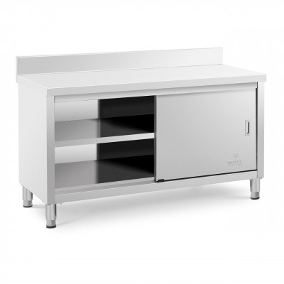 Meuble bas inox 150 x 60 x 85 cm dosseret capacité de 600 kg acier inoxydable 14_0002480