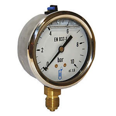 Manomètre diamètre 63mm 0-10B glycérine inox DISTRILABO