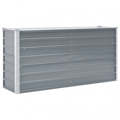 Jardinière lit surélevé plantes fleurs jardin de jardin acier galvanisé 160 x 40 x 77 cm gris 02_0001093