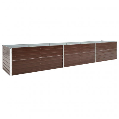 Jardinière lit surélevé plantes fleurs jardin acier galvanisé 480 x 80 x 45 cm marron 02_0001124