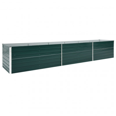 Jardinière lit surélevé plantes fleurs jardin acier galvanisé 480 x 80 x 45 cm vert 02_0001125