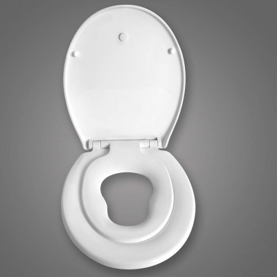 Couvercle de WC famille avec siège d'enfant abattant WC en plastique avec abaissement automatique blanc 19_0000682