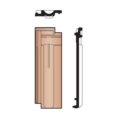 Demi-tuile Standard rouge 420 x 138 mm KORAMIC