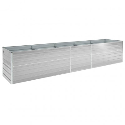 Jardinière lit surélevé plantes fleurs jardin acier galvanisé 400 x 80 x 77 cm gris 02_0001120