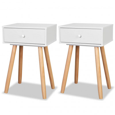 Table de nuit chevet commode armoire meuble chambre 2 pièces bois de pin massif 40 x 30 x 61 cm blanc 1402131/2