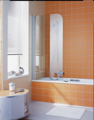 Paroi de baignoire ATEA modèle DFR, référence 07515 2AR, finition blanche, verre clair.