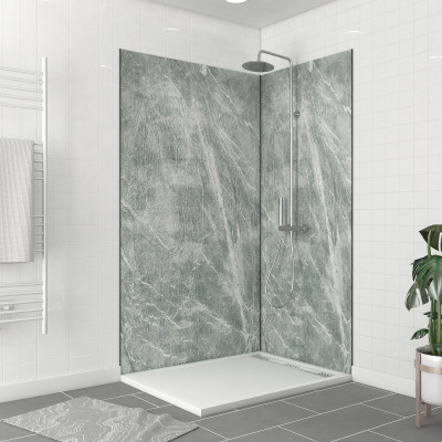Pack 2 Panneaux muraux Artic Green 120+90x210cm + Profiles finition et angle noir - ICE GREEN 120