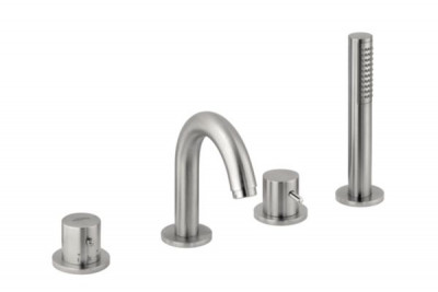 Thermostatique bain-douche Design inox brossé encastré sur gorge avec corps d'encastrement