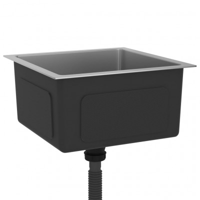 Evier de cuisine fait à la main intérieur maison lavabo salle de bain 40 x 40 cm acier inoxydable argenté 02_0002451