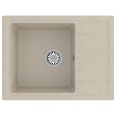 Évier de cuisine avec trou de trop-plein 58 x 44 cm granit beige 02_0004358