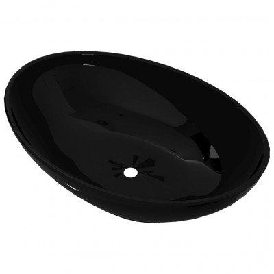 Lavabo vasque salle de bain ovale 40 x 33 cm céramique noir 02_0002481