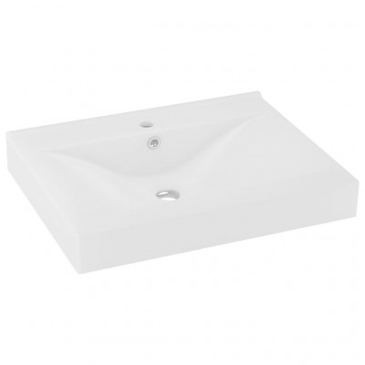 Lavabo salle de bain avec trou de robinet 60x46 cm céramique blanc mat 02_0002762