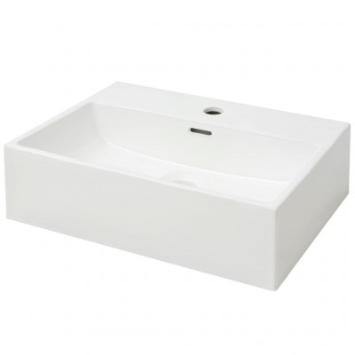 Vasque salle de bain avec trou de robinet 51,5 cm céramique blanc 02_0002533