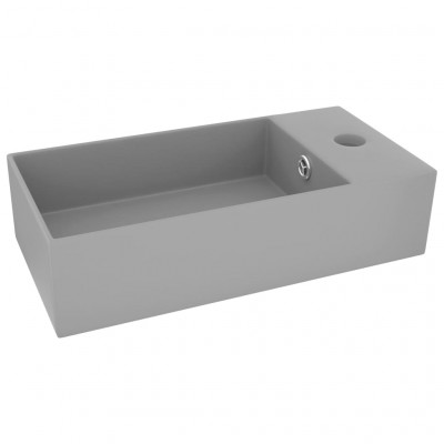 Lavabo de salle de bain avec trop-plein céramique 48 x 25 cm gris clair 02_0002735