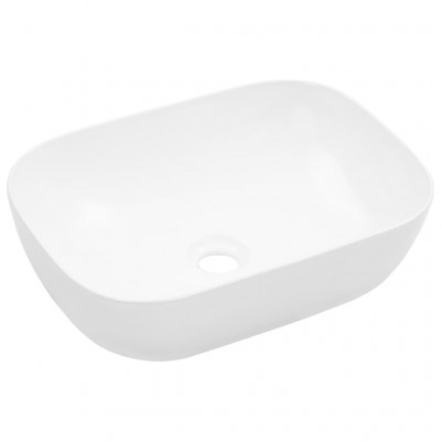 Lavabo lave-mains vasque à poser monter salle de bain intérieur salle d'eau cabine de toilette maison 45,5 x 32 cm céramique blanc 02_0002624