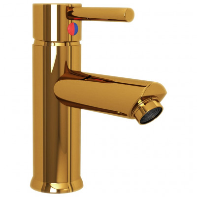 Robinet de lavabo de salle de bain robinet d'évier mitigeur de salle de bain mitigeur de salle d'eau maison intérieur 17,6 cm doré 02_0003516