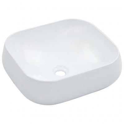 Lavabo lave-mains vasque à poser monter salle de bain intérieur salle d'eau cabine de toilette maison 44,5 x 39,5 cm céramique blanc 02_0002614