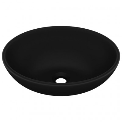 Lavabo ovale de luxe vasque à poser de toilette lave-mains de salle de bain salle cosmétique maison intérieur 40 x 33 cm céramique noir mat 02_0002673