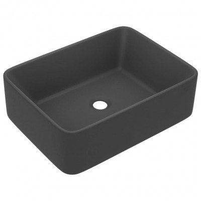Lavabo de luxe vasque à poser de toilette lave-mains de salle de bain salle cosmétique rectangulaire 41 x 30 cm céramique gris foncé mat 02_0002791