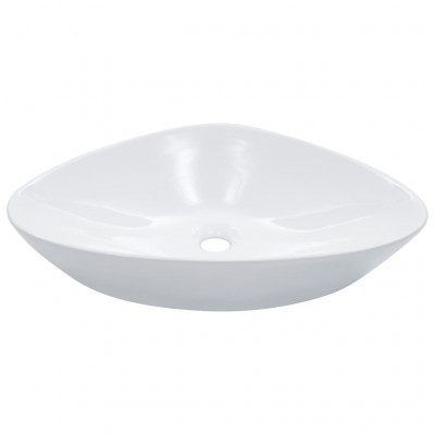 Lavabo lave-mains vasque à poser monter salle de bain intérieur salle d'eau cabine de toilette maison 58,5 x 39 cm céramique blanc 02_0002610